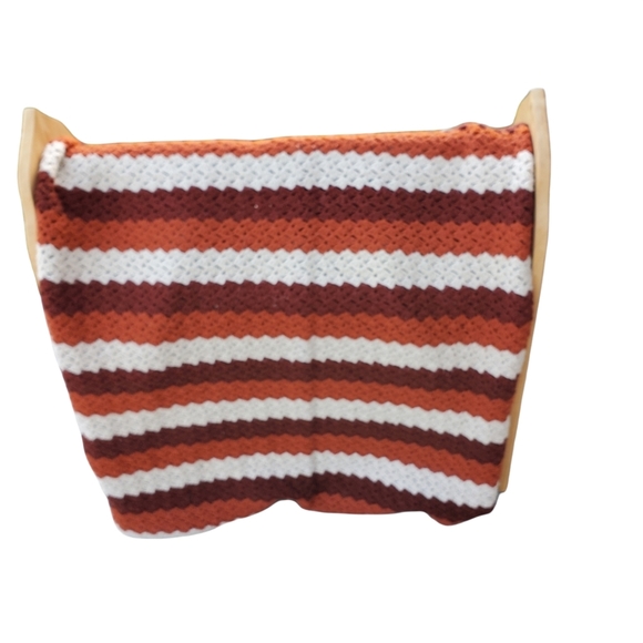 Vintage Boho Hippie Festival Striped Afghan Earthtones - Picture 1 of 3